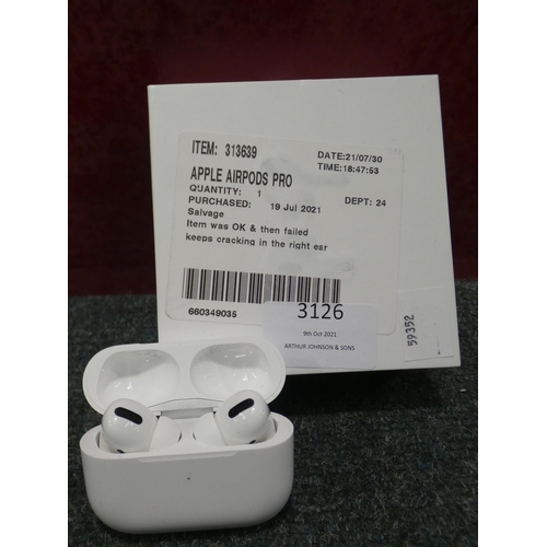 3126 - Apple Airpods Pro (MWP22ZM/A), RRP £189.99 + VAT        (237-59) * This lot is subject to VAT