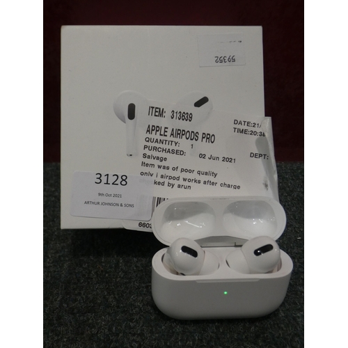 3128 - Apple Airpods Pro (MWP22ZM/A), RRP £189.99 + VAT        (237-59) * This lot is subject to VAT