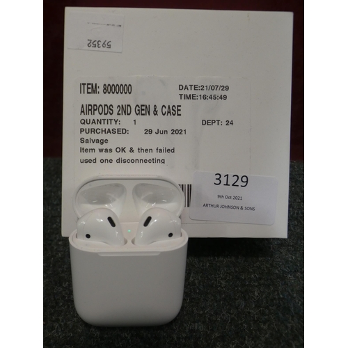 3129 - Apple Airpods 2nd Gen & Case    (237-87) * This lot is subject to VAT