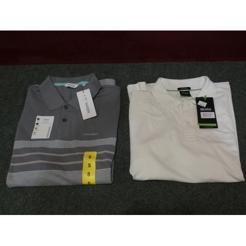 3143 - Hugo Boss white small polo shirt and a Calvin Klein grey small polo shirt * This lot is subject to V... 