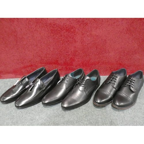 3145 - 3 Pairs of men's black Burton shoes, sizes:- 1 x 8, 2 x 9 * This lot is subject to VAT