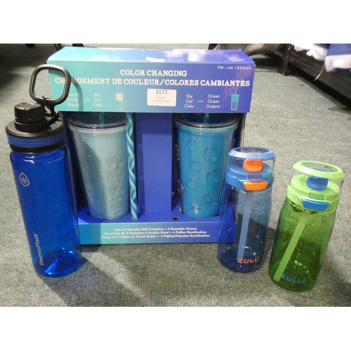 3177 - Colour-Changing Tumblers and three Kid's Drinks Bottles  (237-78, 79) * This lot is subject to VAT