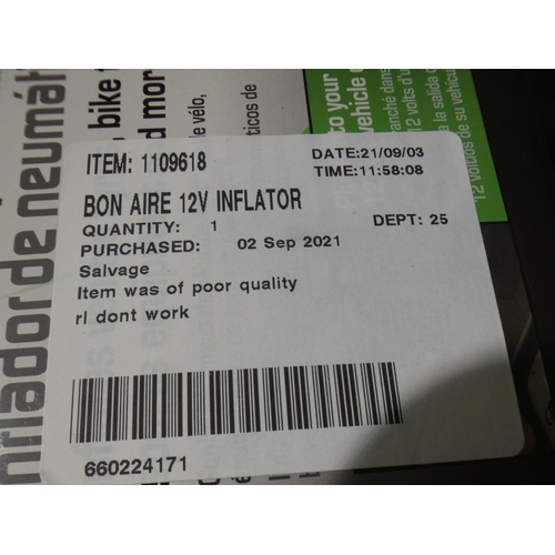 3188 - Bon Aire 12V Inflator       (238-237 )* this lot is subject to vat