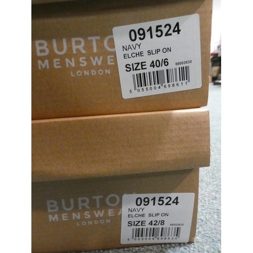 3401 - 2 Pairs of men's blue Burton Eco Elche slip-on shoes, sizes:- 1 x 6, 1 x 8 * This lot is subject to ... 