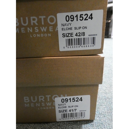 3402 - 2 Pairs of men's blue Burton Eco Elche slip-on shoes, sizes:- 1 x 7, 1 x 8 * This lot is subject to ... 