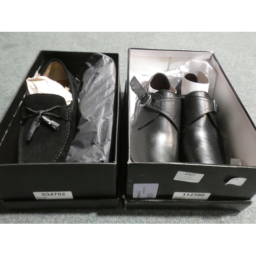 3407 - 2 Pairs of men's Burton black shoes:- 1 x Malik size 10, 1 x Ross size 8 * This lot is subject to VA... 