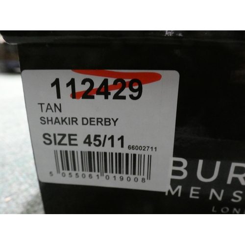 3408 - 2 Pairs of men's Burton Shakir Derby shoes:- 1 x tan size 11, 1 x black size 8 * This lot is subject... 