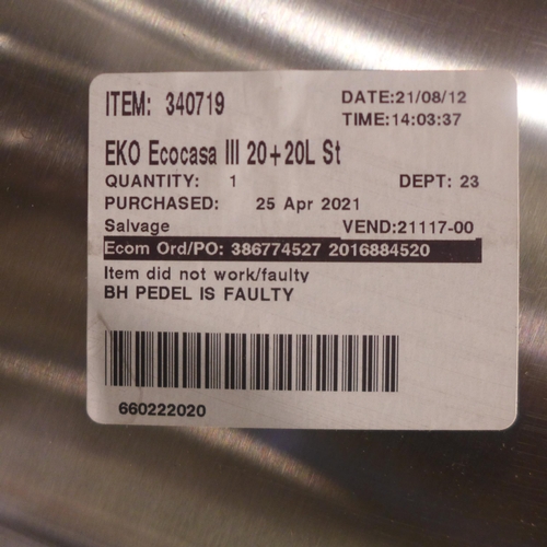 3454 - Eko Ecocasa Stainless Steel Bin (236-57) * This lot is subject to VAT