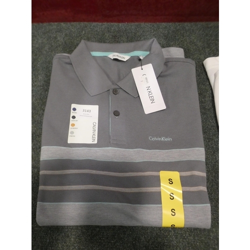 3143 - Hugo Boss white small polo shirt and a Calvin Klein grey small polo shirt * This lot is subject to V... 