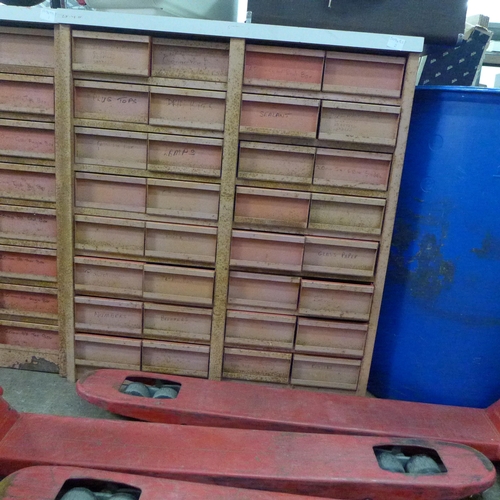 2065 - Very heavy PCA steel workshop drawers (8 x 4 drawers), with melamine worktop - rare vintage item