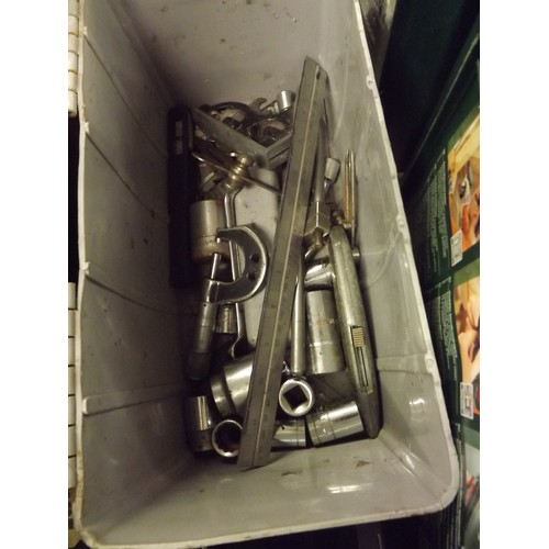 2011 - Metal toolbox and 3 plastic containers of engineering tools