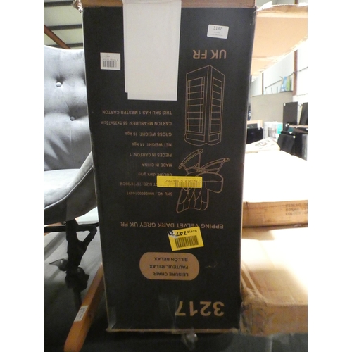 3132 - A velvet Epping armchair with wooden legs * this lot is subject to VAT