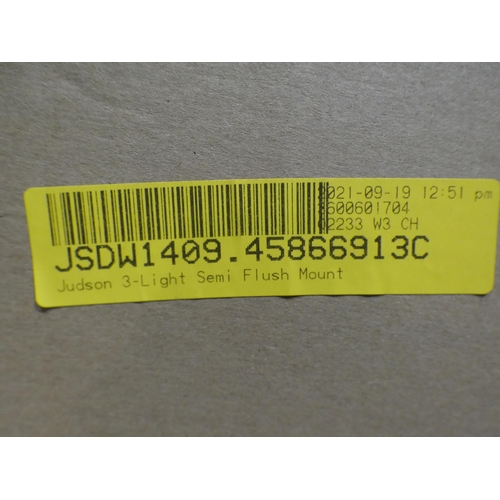 3128 - A chrome Judson 3-arm semi flush ceiling light * this lot is subject to VAT