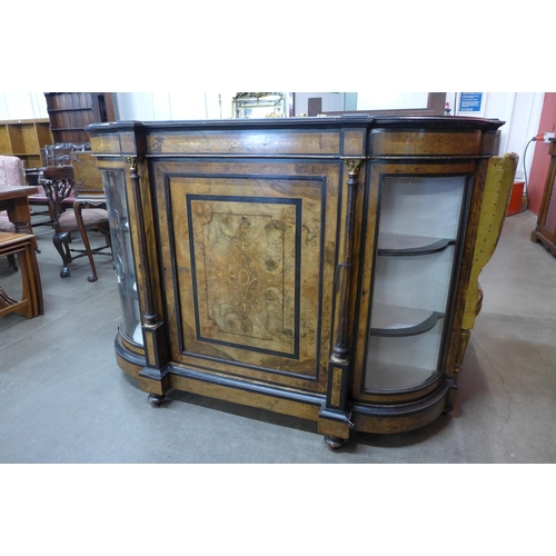 33 - A Victorian inlaid walnut, ebonised and gilt metal mantel credenza