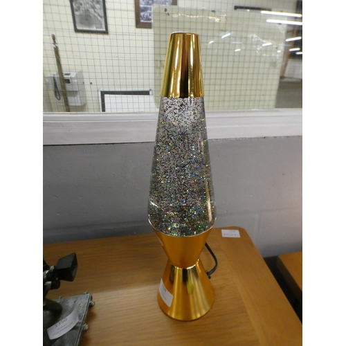 1408 - A retro gold glitter lava lamp H 37cms (LM1921GD18)  #