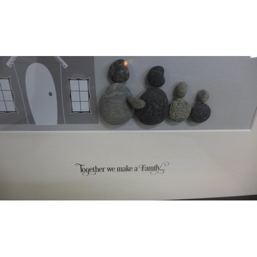 1319 - A handmade pebble picture 'Together we make a family' H50cm (PPL24)