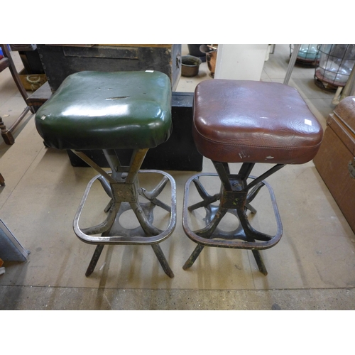 336 - Two industrial machinists stools