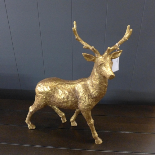 1357 - A gold ornamental stag, H 35cms (612310)   #