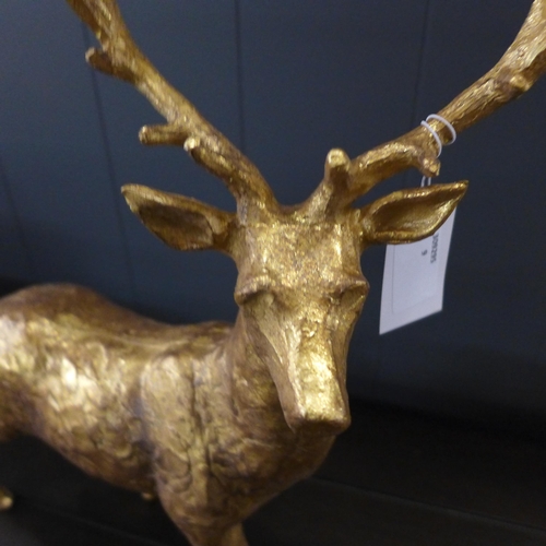 1357 - A gold ornamental stag, H 35cms (612310)   #