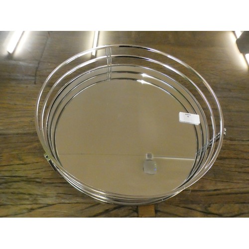 1385 - A round gold mirrored cocktail tray, 30cms (CH612808)   #