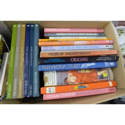 2066 - 2 Boxes of books includes variety of reference books and novels