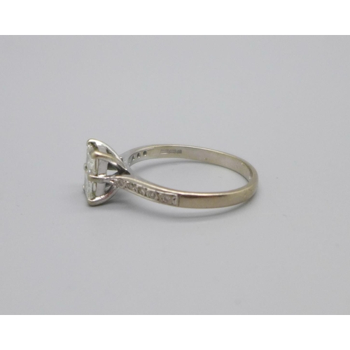 1053 - An 18ct white gold and diamond ring, approximately 0.6ct diamond weight, 3g, O