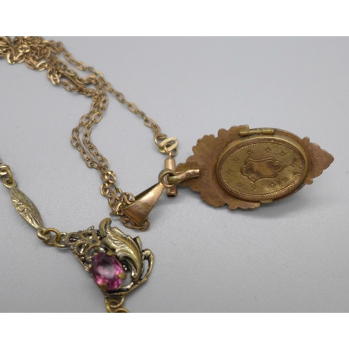 1088 - A Bohemian necklace and a rolled gold locket and chain