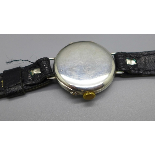 1108 - A c1900 white metal bangle, a necklet and a silver cased wristwatch