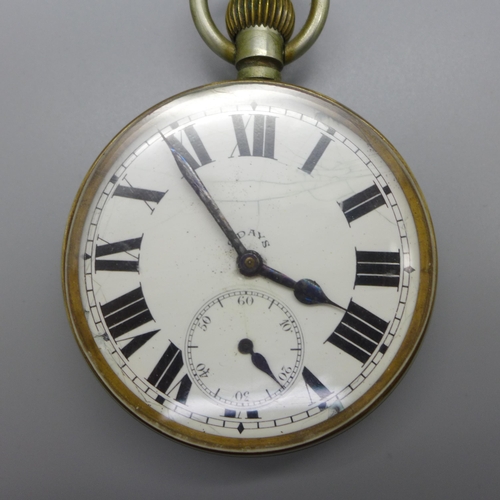 1116 - An 8-Days Goliath pocket watch, dial a/f