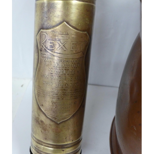 1143 - A copper coal bucket and a brass fire extinguisher **PLEASE NOTE THIS LOT IS NOT ELIGIBLE FOR POSTIN... 