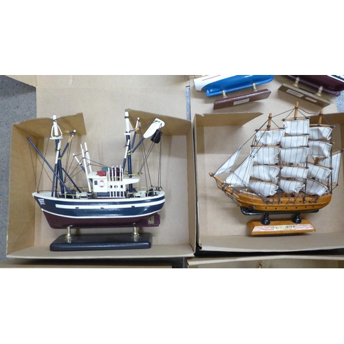 1156 - A collection of wooden model boats on stands  **PLEASE NOTE THIS LOT IS NOT ELIGIBLE FOR POSTING AND... 