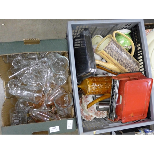 1197 - Five boxes of assorted china and glassware  **PLEASE NOTE THIS LOT IS NOT ELIGIBLE FOR POSTING AND P... 