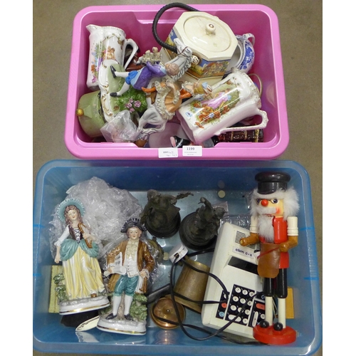 1199 - Two boxes of assorted china, metalware, collectables, etc.  **PLEASE NOTE THIS LOT IS NOT ELIGIBLE F... 