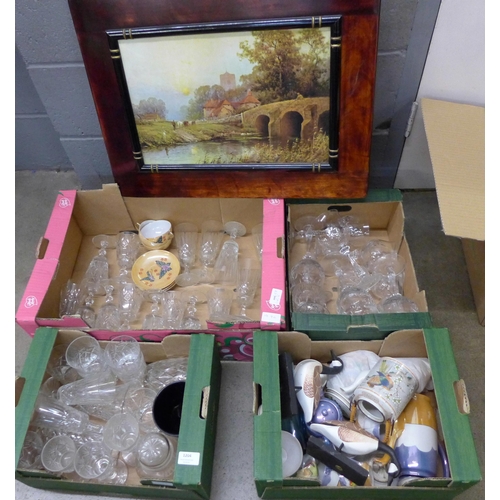 1204 - Four boxes of assorted china and glass including wines and oriental teaware  **PLEASE NOTE THIS LOT ... 