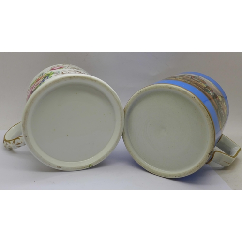 638 - Two Victorian mugs, one marked Richard Eddones, 1856