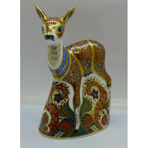 645 - A Royal Crown Derby Paperweight - Collectors Guild Exclusive ‘Fawn’, with gold stopper