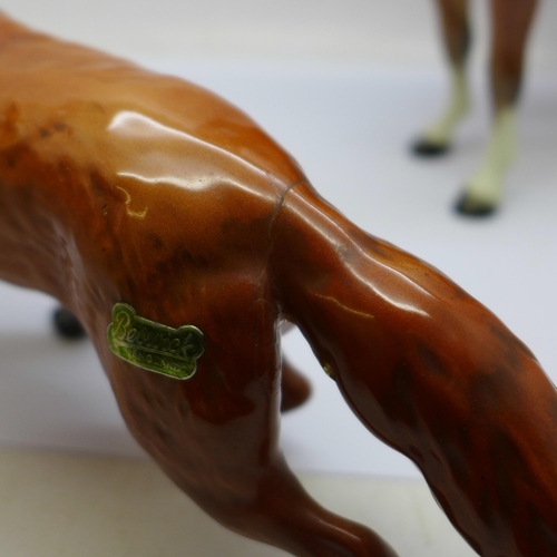 652 - A Beswick model of a horse and rider and a Beswick fox, tail a/f