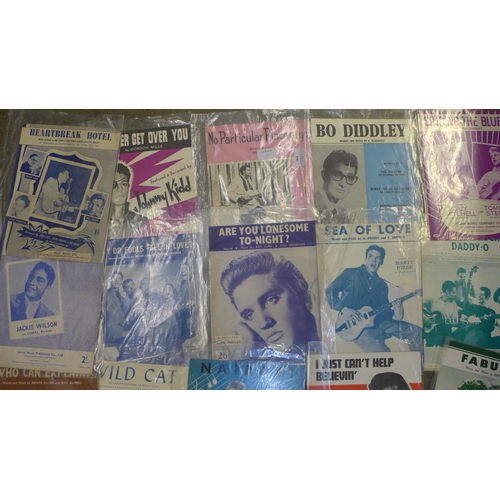 664 - Rock n Roll original sheet music including Buddy Holly, Elvis Presley, Gene Vincent, Chuck Berry, et... 