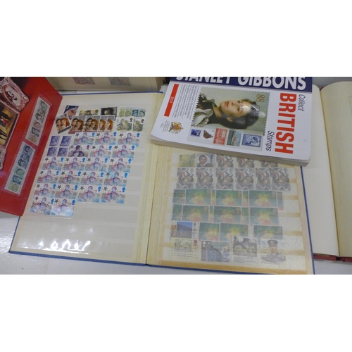 676 - Stamps; box of GB stamps, presentation pack, mini sheets, etc.