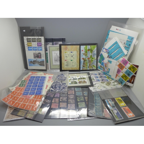 676 - Stamps; box of GB stamps, presentation pack, mini sheets, etc.