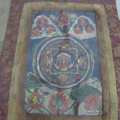 727 - A Tibetan Thangka, some losses