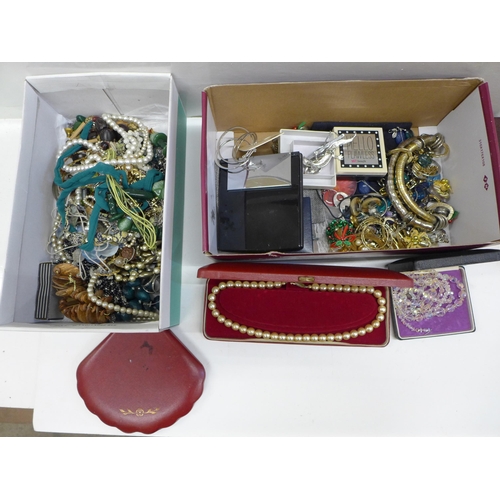 730 - Two boxes of costume jewellery