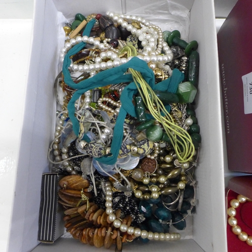 730 - Two boxes of costume jewellery