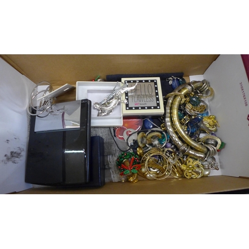 730 - Two boxes of costume jewellery