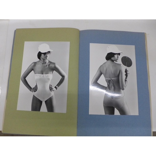 731 - An album of female modelling photographs and a folio of fashion designs