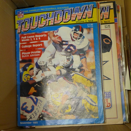 772 - Touchdown Superbowl magazines, two posters, an American Football game and other publications