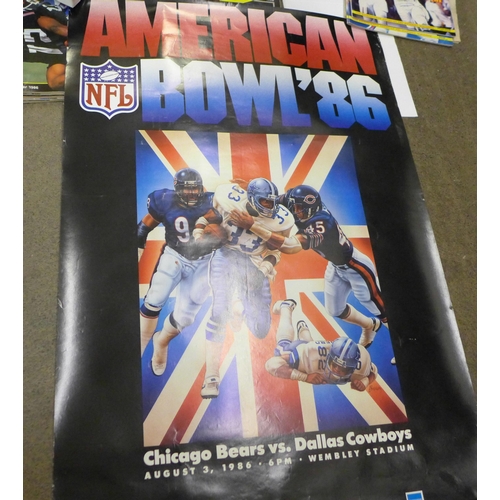 772 - Touchdown Superbowl magazines, two posters, an American Football game and other publications