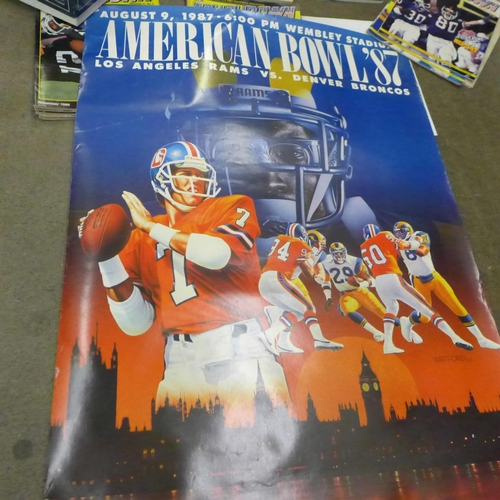 772 - Touchdown Superbowl magazines, two posters, an American Football game and other publications