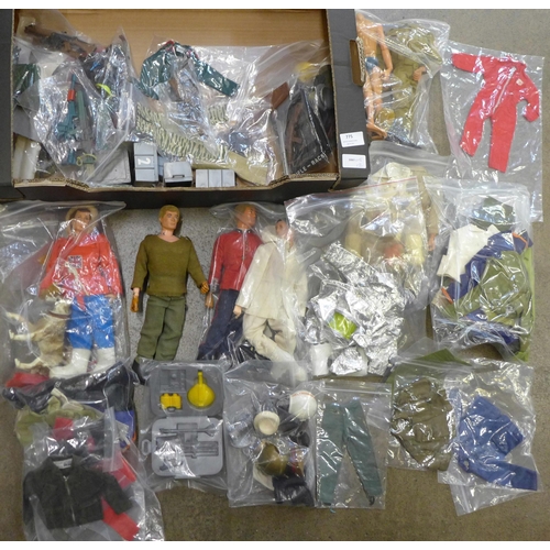 775 - 1960's Action Man figures with clothes, accessories, etc., also some for repairs/spares