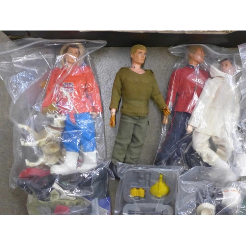 775 - 1960's Action Man figures with clothes, accessories, etc., also some for repairs/spares